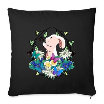 Early Spring Rabbit Easter Nature - Sofa pillowcase 17,3'' x 17,3'' (45 x 45 cm) - black - Front