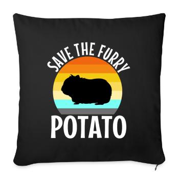 Save The Furry Potato - Sofa pillowcase 17,3'' x 17,3'' (45 x 45 cm) - black - Front