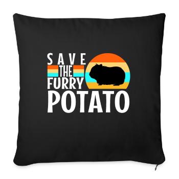 Save The Furry Potato - Sofa pillowcase 17,3'' x 17,3'' (45 x 45 cm) - black - Front