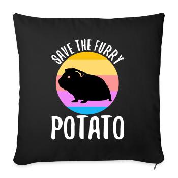 Save The Furry Potato - Sofa pillowcase 17,3'' x 17,3'' (45 x 45 cm) - black - Front
