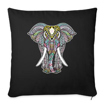Yoga Mandala Elephant For Yoga Lover - Sofa pillowcase 17,3'' x 17,3'' (45 x 45 cm) - black - Front