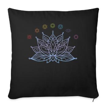 Chakras de fleur de lotus alignés pour les amateurs de yoga - Housse de coussin décorative 45 x 45 cm - noir - Devant