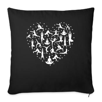 Position de yoga Forme de cœur pour professeur de yoga - Housse de coussin décorative 45 x 45 cm - noir - Devant