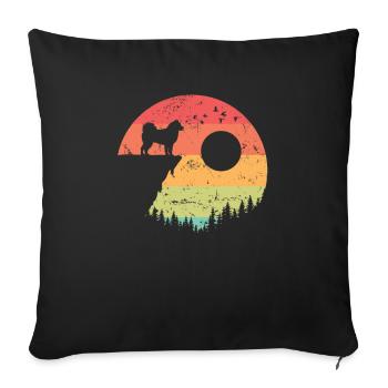 Malamute d’Alaska au lever du soleil dans la forêt - Housse de coussin décorative 45 x 45 cm - noir - Devant