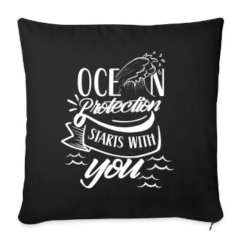 La protection des océans commence avec votre lac marin - Housse de coussin décorative 45 x 45 cm - noir - Devant