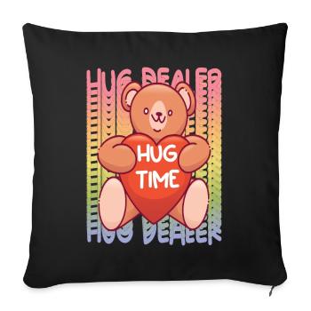 Teddy Hug Dealer Arc-en-ciel Mignon Teddy Bear Hug Time - Housse de coussin décorative 45 x 45 cm - noir - Devant
