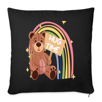 Hug Time Cute Teddy Hug Dealer Rainbow Teddy Bear - Sofa pillowcase 17,3'' x 17,3'' (45 x 45 cm) - black - Front