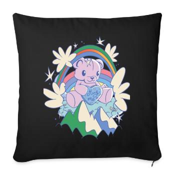 Rainbow Hug Me Cute Teddy Hug Time Teddy Bear - Housse de coussin décorative 45 x 45 cm - noir - Devant