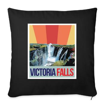 Cascade Souvenir Afrique Victoria Falls Zimbabwe - Housse de coussin décorative 45 x 45 cm - noir - Devant