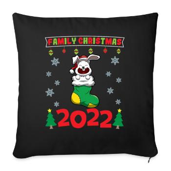 Noël en famille 2022 Drôle d’amoureux de Noël assorti - Housse de coussin décorative 45 x 45 cm - noir - Devant