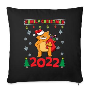 Noël en famille 2022 Drôle d’amoureux de Noël assorti - Housse de coussin décorative 45 x 45 cm - noir - Devant