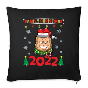 Noël en famille 2022 Drôle d’amoureux de Noël assorti - Housse de coussin décorative 45 x 45 cm - noir - Devant