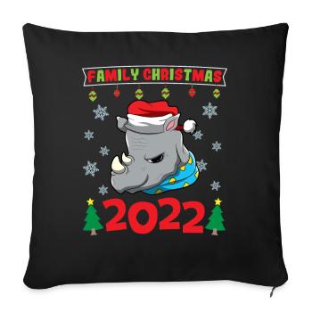 Noël en famille 2022 Drôle d’amoureux de Noël assorti - Housse de coussin décorative 45 x 45 cm - noir - Devant
