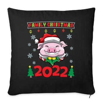 Noël en famille 2022 Drôle d’amoureux de Noël assorti - Housse de coussin décorative 45 x 45 cm - noir - Devant