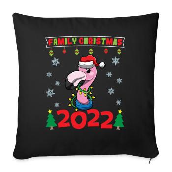 Noël en famille 2022 Drôle d’amoureux de Noël assorti - Housse de coussin décorative 45 x 45 cm - noir - Devant