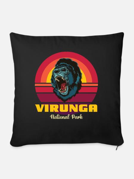 Parc des Virunga au Congo Safari Gorilla Souvenir Afri - Housse de coussin décorative 45 x 45 cm - noir