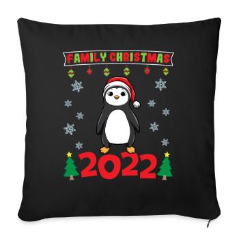 Noël en famille 2022 Drôle d’amoureux de Noël assorti - Housse de coussin décorative 45 x 45 cm - noir - Devant