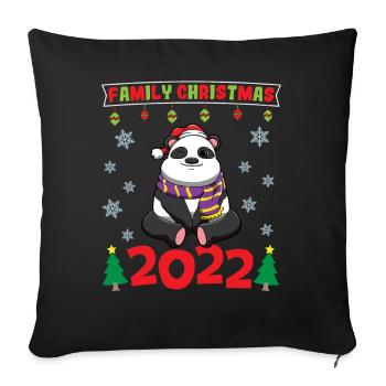 Noël en famille 2022 Drôle d’amoureux de Noël assorti - Housse de coussin décorative 45 x 45 cm - noir - Devant