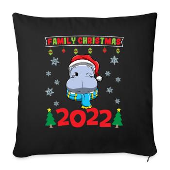 Noël en famille 2022 Drôle d’amoureux de Noël assorti - Housse de coussin décorative 45 x 45 cm - noir - Devant