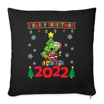Noël en famille 2022 Drôle d’amoureux de Noël assorti - Housse de coussin décorative 45 x 45 cm - noir - Devant