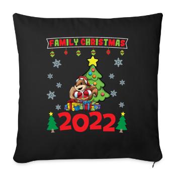 Noël en famille 2022 Drôle d’amoureux de Noël assorti - Housse de coussin décorative 45 x 45 cm - noir - Devant