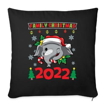 Noël en famille 2022 Drôle d’amoureux de Noël assorti - Housse de coussin décorative 45 x 45 cm - noir - Devant