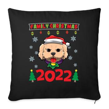 Noël en famille 2022 Drôle d’amoureux de Noël assorti - Housse de coussin décorative 45 x 45 cm - noir - Devant
