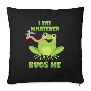 Frosch Wortspiel Kröte Wortwitz Insekten - Sofakissenbezug 45 x 45 cm - Schwarz - Vorne