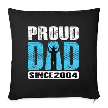 Fier papa depuis 2004 - Housse de coussin décorative 45 x 45 cm - noir - Devant
