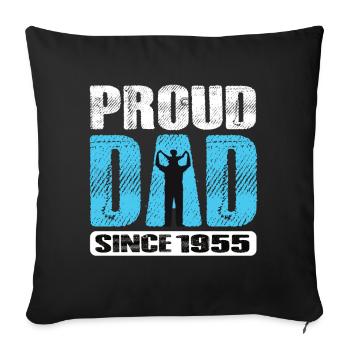 Fier papa depuis 1955 - Housse de coussin décorative 45 x 45 cm - noir - Devant