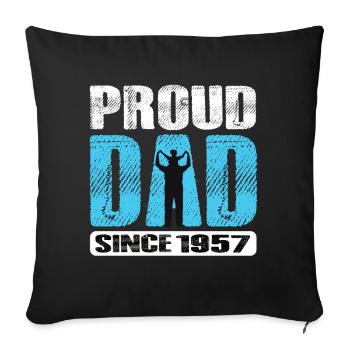 Fier papa depuis 1957 - Housse de coussin décorative 45 x 45 cm - noir - Devant