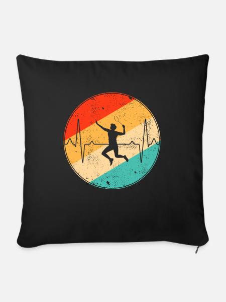 Badminton retro bicie serca - Poszewka na poduszkę 45 x 45 cm - czarny