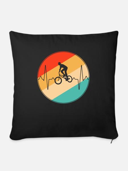 bmx retro herzschlag - Sofakissenbezug 45 x 45 cm - Schwarz
