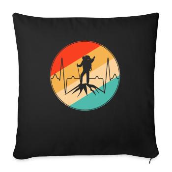 Rétro heartbeat d’alpinisme - Housse de coussin décorative 45 x 45 cm - noir - Devant