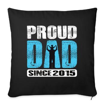 Fier papa depuis 2015 - Housse de coussin décorative 45 x 45 cm - noir - Devant