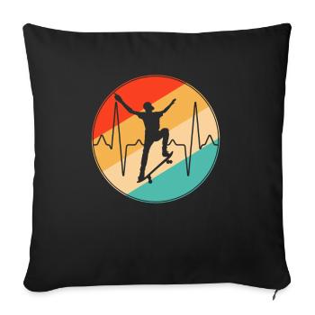 skating retro heartbeat - Sofa pillowcase 17,3'' x 17,3'' (45 x 45 cm) - black - Front