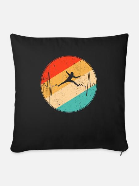 Fechten Retro Herzschlag - Sofakissenbezug 45 x 45 cm - Schwarz