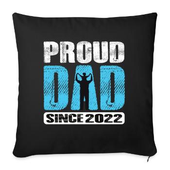 Fier papa depuis 2022 - Housse de coussin décorative 45 x 45 cm - noir - Devant