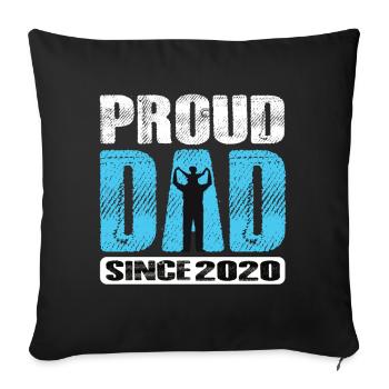 Proud Dad Since 2020 - Sofa pillowcase 17,3'' x 17,3'' (45 x 45 cm) - black - Front