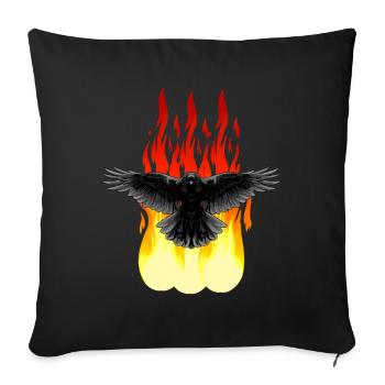 Raven Fire Occult Spiritual Ritual Satan Horror - Sofa pillowcase 17,3'' x 17,3'' (45 x 45 cm) - black - Front
