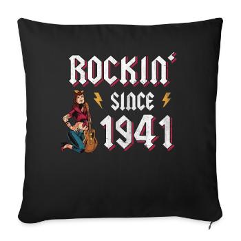 Rockin Since 1941 Rock Music Fan 81st Birthday - Sofa pillowcase 17,3'' x 17,3'' (45 x 45 cm) - black - Front