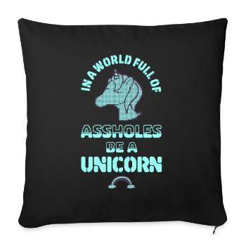 Einhorn Spruch Pixel Art Humor Spaß - Sofakissenbezug 45 x 45 cm - Schwarz - Vorne