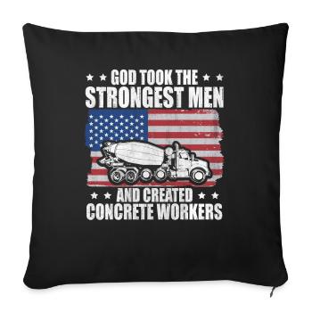 God took Stongest Created Concrete Workers US Flag - Sofakissenbezug 45 x 45 cm - Schwarz - Vorne