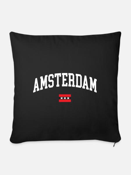 Amsterdam souvenir dutch dutch to - Housse de coussin décorative 45 x 45 cm - noir