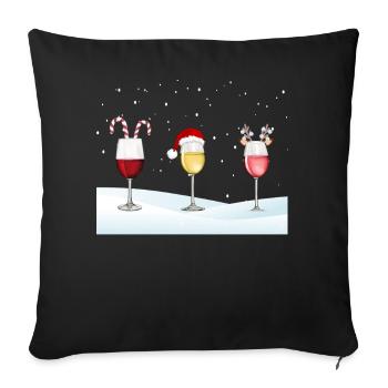 Christmas or Christmas, wine lovers - Sofa pillowcase 17,3'' x 17,3'' (45 x 45 cm) - black - Front