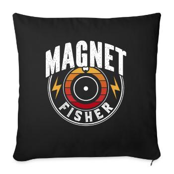 Magnet Fish Magnet Magnetic Fishing - Sofa pillowcase 17,3'' x 17,3'' (45 x 45 cm) - black - Front