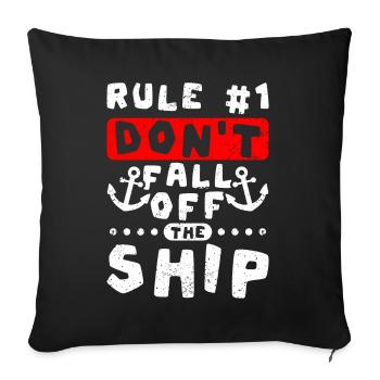 Règle 1 ne pas tomber du navire drôle Croisière - Housse de coussin décorative 45 x 45 cm - noir - Devant