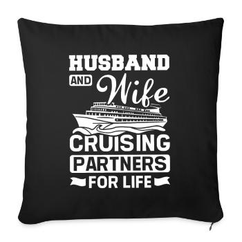 Famille Mari et femme partenaires de croisière pour la vie - Housse de coussin décorative 45 x 45 cm - noir - Devant