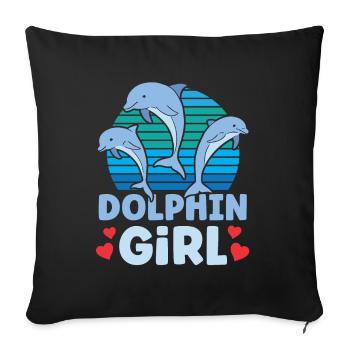 Dolphin Girl Dolphins Dolphins Dolphin Lovers - Housse de coussin décorative 45 x 45 cm - noir - Devant