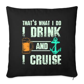 Je bois de la bière et je navigue - Housse de coussin décorative 45 x 45 cm - noir - Devant